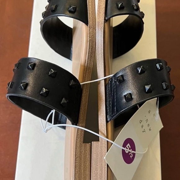 Black Studded Women's Sandals - Picture 4 of 6